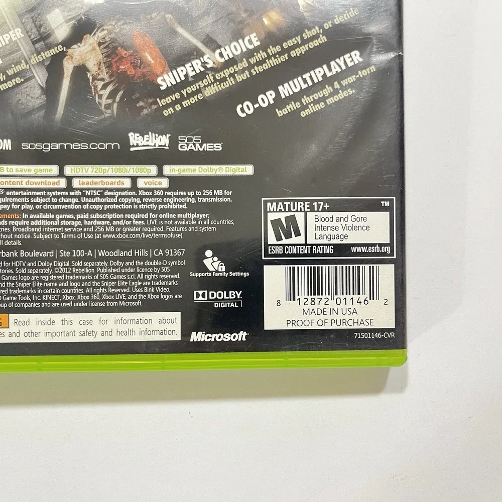 Sniper Elite ~ Microsoft XBOX 360 Game ~ Complete W/ Manual - CIB